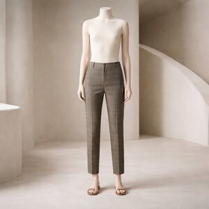 ZARA HERRING CHECK Women Brown Dress Trousers Pants Size 14 Polyester Blend